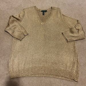 Women’s size 3x Ralph Lauren Gold metallic sweater